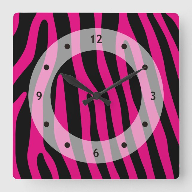 Zebra stripes pattern + your background & ideas square wall clock (Front)