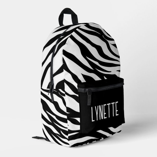 Zebra Stripes Personalized  Printed Backpack (Back Corner Left)