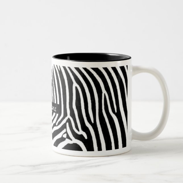 Zebra Stripes Personalized with Name Two-Tone Coffee Mug (Right)