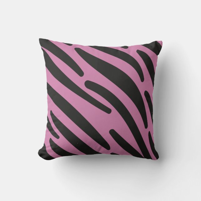 Zebra Stripes Pink black Wild Animal  Throw Pillow (Front)