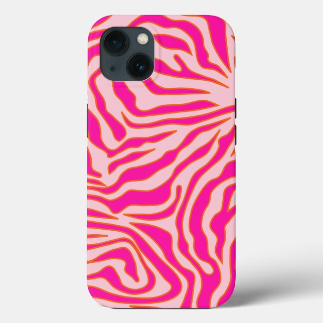 Zebra Stripes Pink Orange Wild Animal Print Case-Mate iPhone Case (Back)