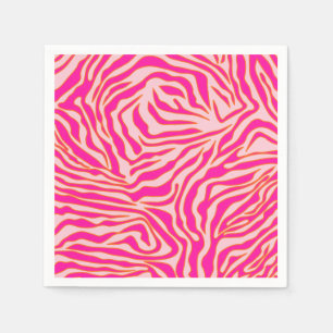 Zebra Stripes Pink Orange Wild Animal Print Napkin