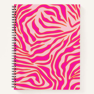 Zebra Stripes Pink Orange Wild Animal Print Notebook