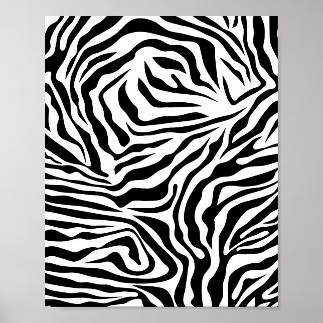 Zebra Stripes Poster de animal sauvage noir et bla (Devant)