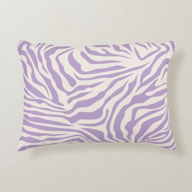 Zebra Stripes Preppy Purple Wild Animal Print Accent Pillow (Front)