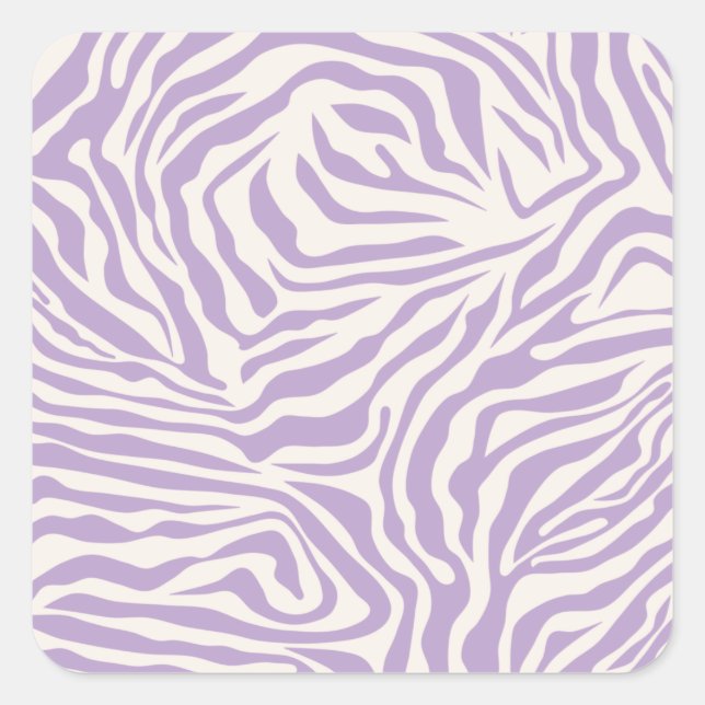 Zebra Stripes Preppy Purple Wild Animal Print Square Sticker (Front)