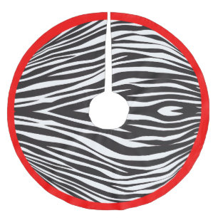 Zebra Stripes Print CHOOSE BORDER COLOR Brushed Polyester Tree Skirt