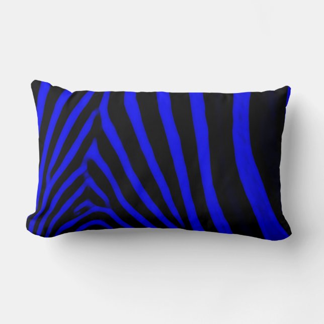 Zebra Stripes- Royal Blue Lumbar Pillow (Front)