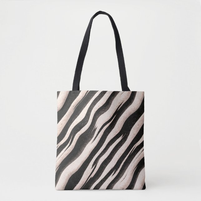 Zebra stripes seamless texture + your ideas tote bag (Front)