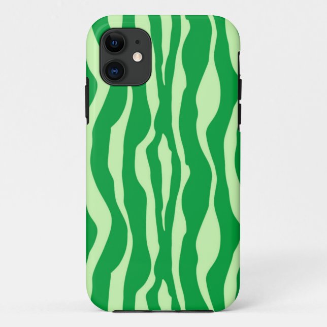 Zebra stripes - Shades of Lime Green Case-Mate iPhone Case (Back)