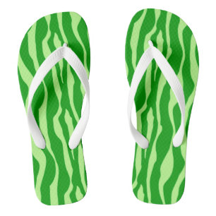 Zebra stripes - Shades of Lime Green Flip Flops