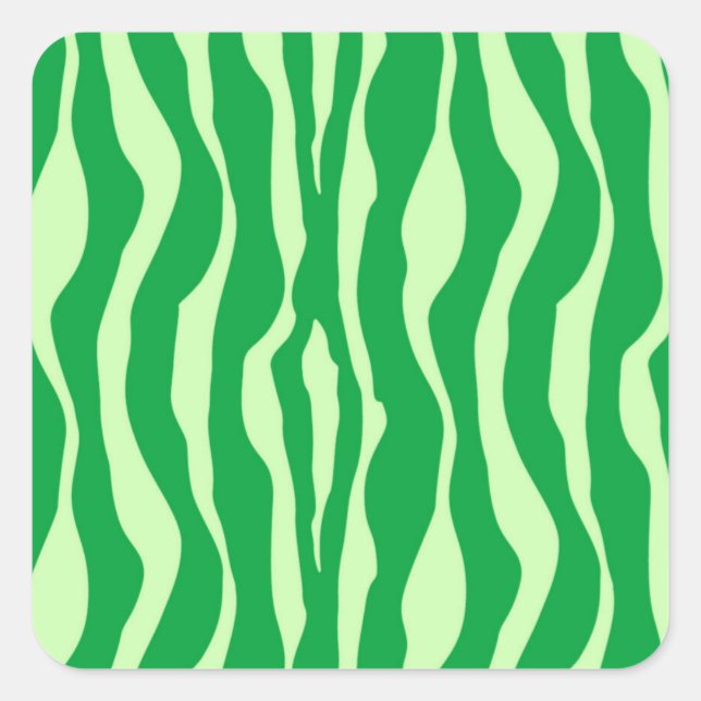 Zebra stripes - Shades of Lime Green Square Sticker (Front)