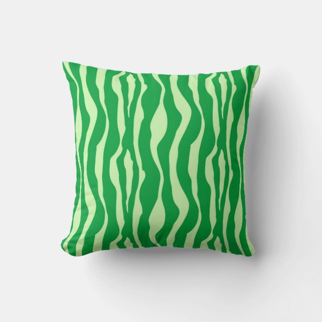 Zebra stripes - Shades of Lime Green Throw Pillow (Front)