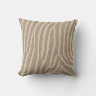 Zebra Stripes Tan and Cream Throw Pillow