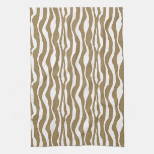 Zebra stripes - Taupe Tan and White Kitchen Towel