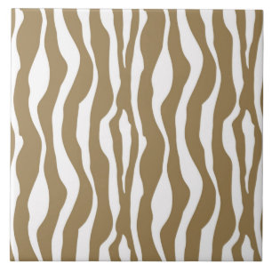 Zebra stripes - Taupe Tan and White Tile