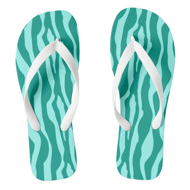 Zebra stripes - Turquoise and Aqua Flip Flops (Footbed)