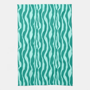 Zebra stripes - Turquoise and Aqua Kitchen Towel
