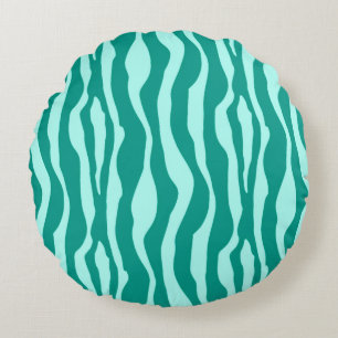 Zebra stripes - Turquoise and Aqua Round Pillow