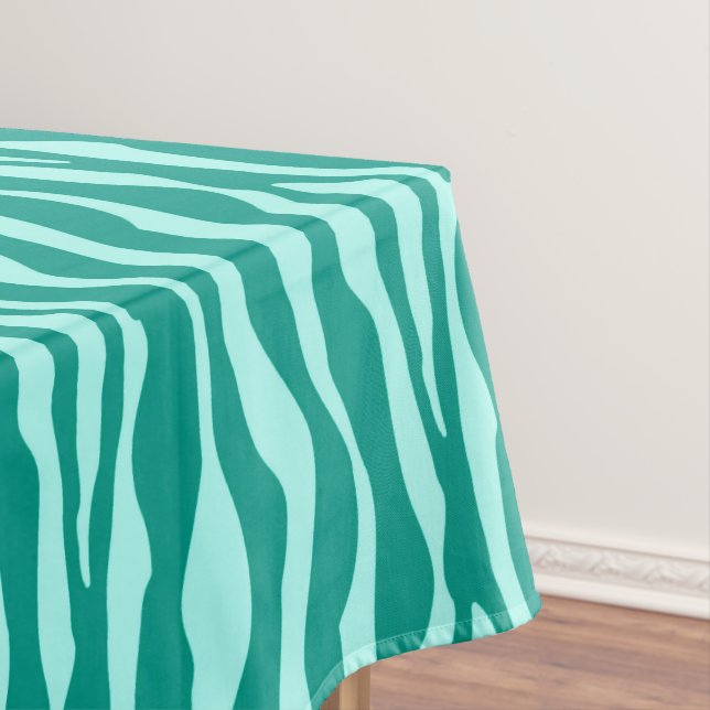 Zebra stripes - Turquoise and Aqua Tablecloth (In Situ)