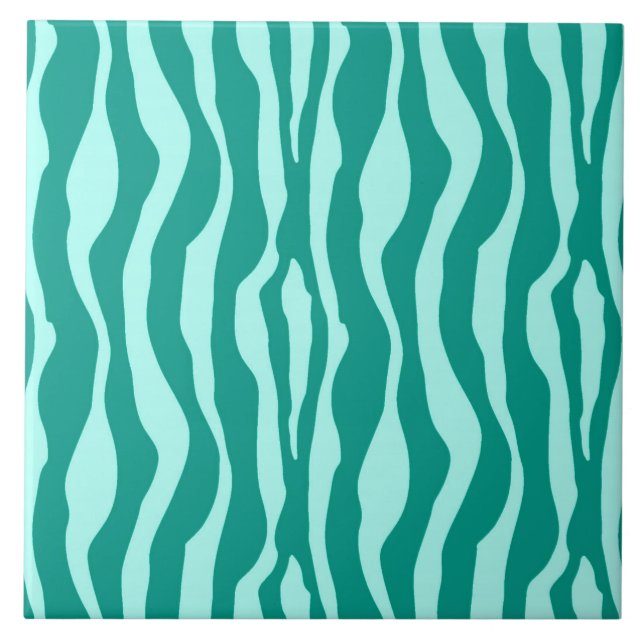 Zebra stripes - Turquoise and Aqua Tile (Front)
