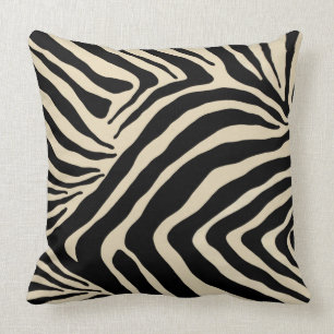 Zebra Stripes with Black Reverse Throw Pillow