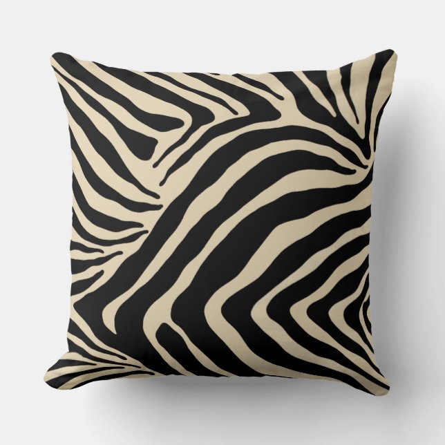 Zebra Stripes with Black Reverse Throw Pillow (Front)