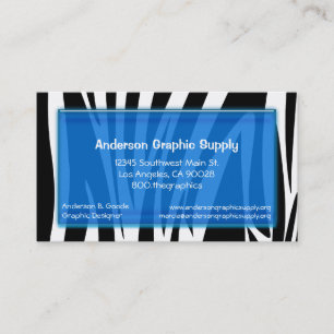 Zebra Stripes With Blue Glass Rectangle Business Card