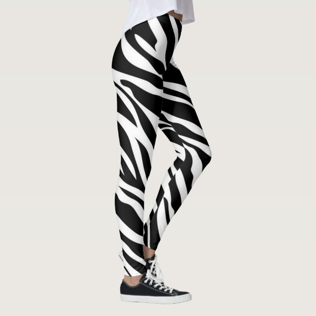 Zebra Strips Pattern Print Leggings (Right)