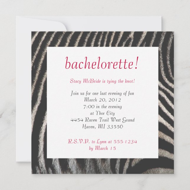 Zebra Style Invite (Front)