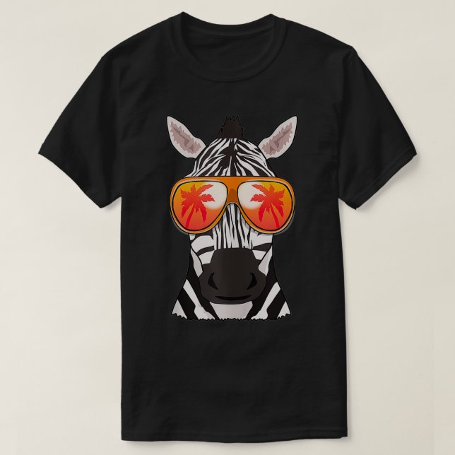 Zebra Sunglasses Beach Summer Pool Party Zebra  T-Shirt (Design Front)