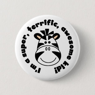 Zebra Super Terrific Awesome Kid 2 Inch Round Button