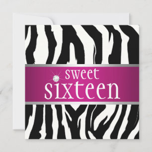 Zebra Sweet Sixteen Invitation