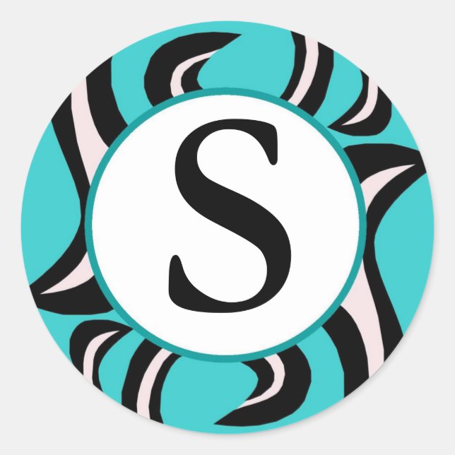 Zebra Swirl Classic Round Sticker (Front)