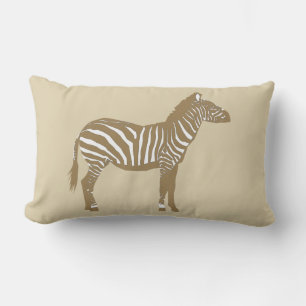 Zebra - Taupe Tan and White Lumbar Pillow