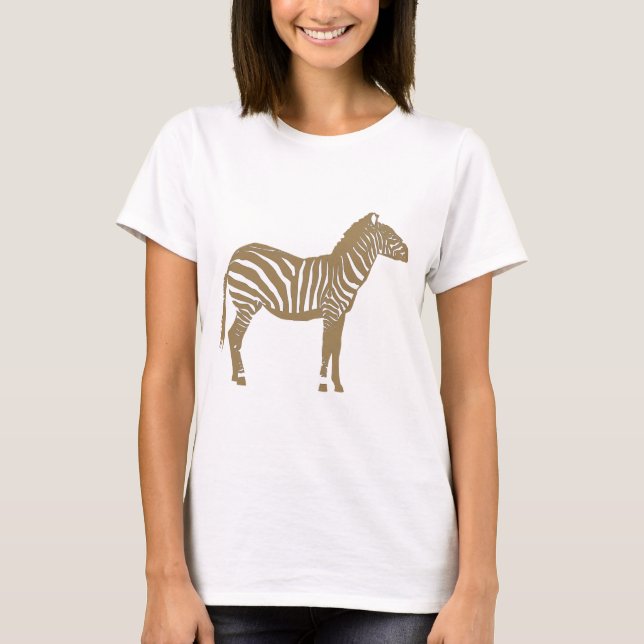 Zebra - Taupe Tan and White T-Shirt (Front)