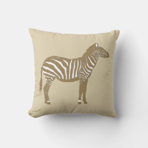 Zebra - Taupe Tan and White Throw Pillow