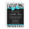 Zebra Teal Blue Printed Bow Bat Mitzvah Invitation