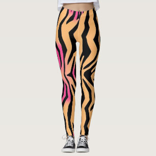 Zebra Tiger Stripe Pink Wild Animal skin pattern Leggings