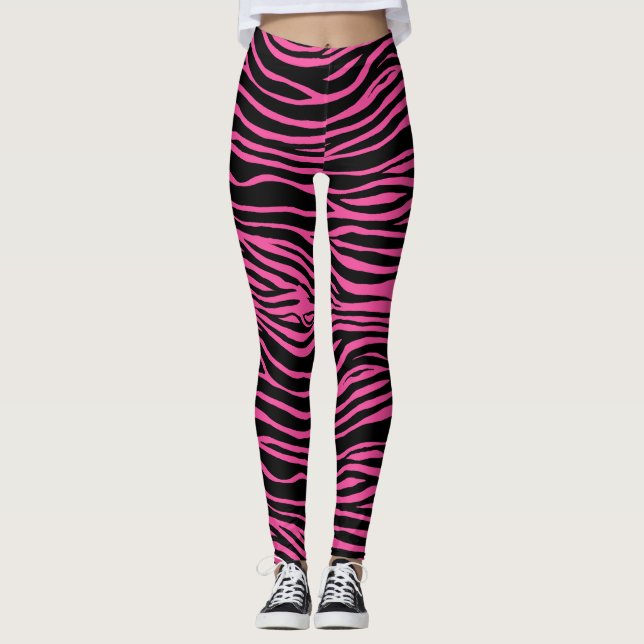 Zebra, Tiger Stripes Customisable Background Leggings (Front)