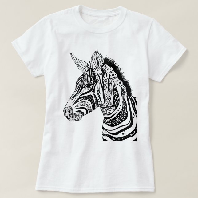 Zebra Tribal black and white T-Shirt (Design Front)
