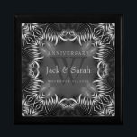 Zebra Tribal Lace Wedding Anniversary Gift Box<br><div class="desc">Unique and Stylish lace inspired design in black white and silver grey - Exquisite and elegant custom Wedding, Anniversary or engagement present. Personalize with names, anniversary date and monogram or numbers - made into a wonderful wooden gift box to keep trinkets, jewellery box for your special keepsakes. Makes a wonderful...</div>
