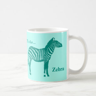 Zebra - Turquoise and Aqua Coffee Mug