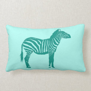 Zebra - Turquoise and Aqua Lumbar Pillow