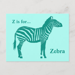 Zebra - Turquoise and Aqua Postcard
