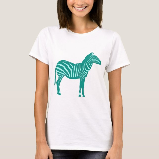 Zebra - Turquoise and Aqua T-Shirt (Front)
