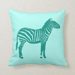Zebra - Turquoise and Aqua Throw Pillow