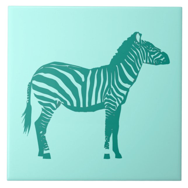 Zebra - Turquoise and Aqua Tile (Front)