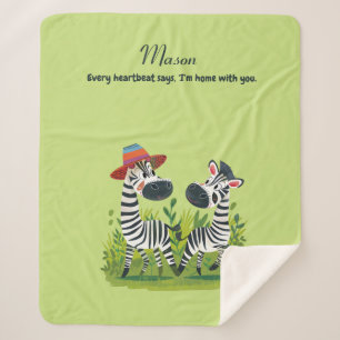 Zebra Twins in the Wild and Personalized Name Sherpa Blanket