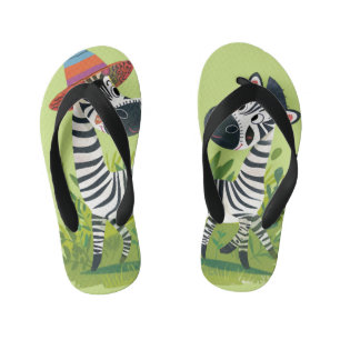 Zebra Twins in the Wild Kid's Flip Flops